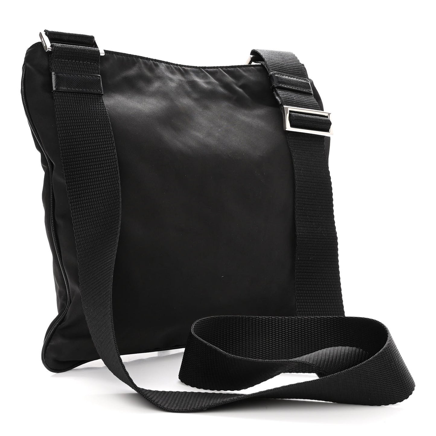 Nylon Saffiano Flat Messenger Bag Black