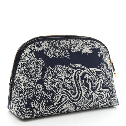 Christian Dior Embroidered Toile De Jouy 30 Montaigne Cosmetic Pouch Blue 3 of 7