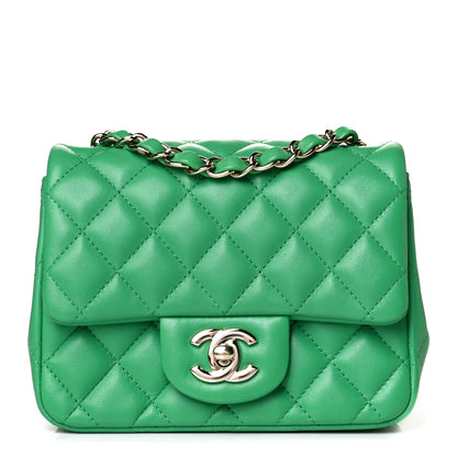 Chanel Lambskin Quilted Mini Square Flap Green 2 of 16