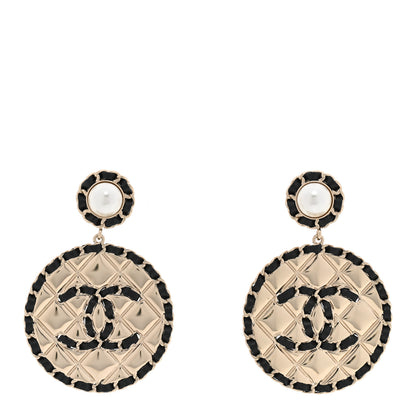 Chanel Lambskin Pearl Metal Quilted CC Earrings Gold 1 of 5