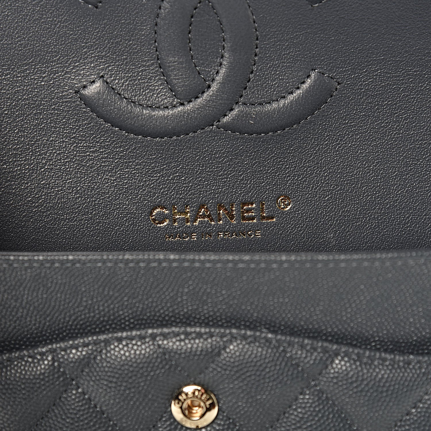 Chanel Caviar Quilted Medium Double Flap Dark Grey 6 of 11