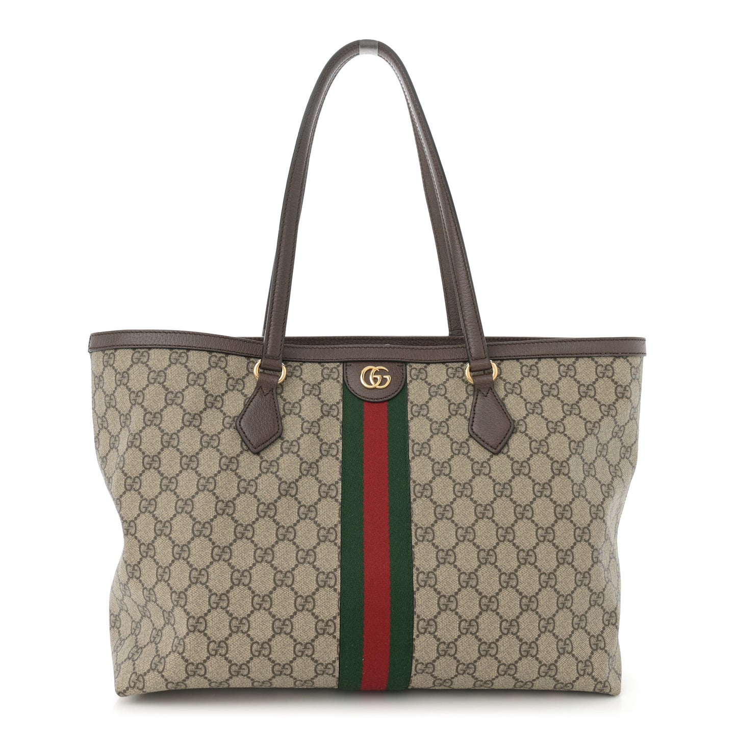 GG Supreme Monogram Medium Ophidia Shopping Tote Brown