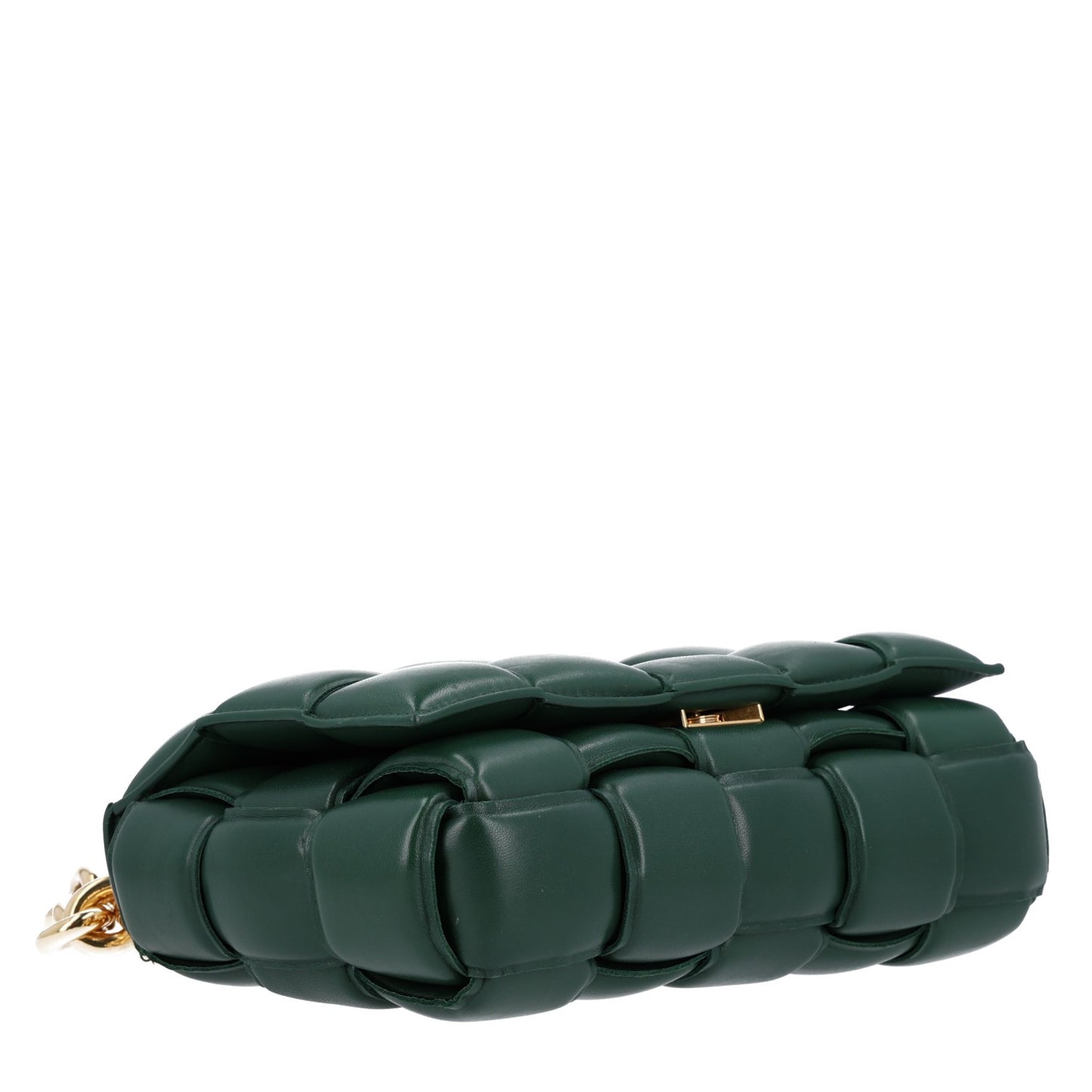 Lambskin Maxi Intreccio Padded Chain Cassette Crossbody Bag Raintree