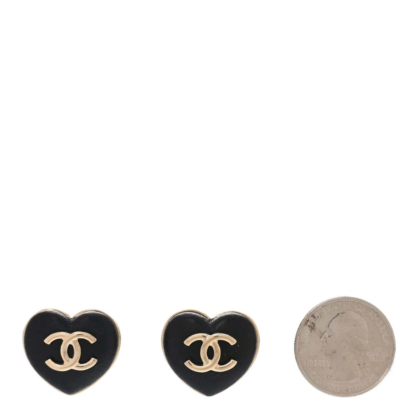 Lambskin CC Heart Earrings Black Gold