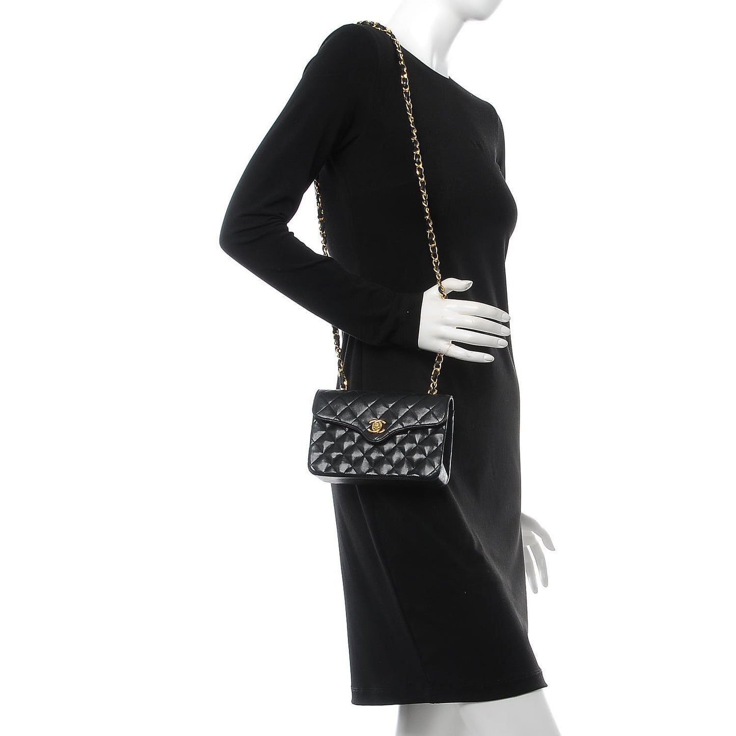 Lambskin Quilted Extra Mini Flap Black