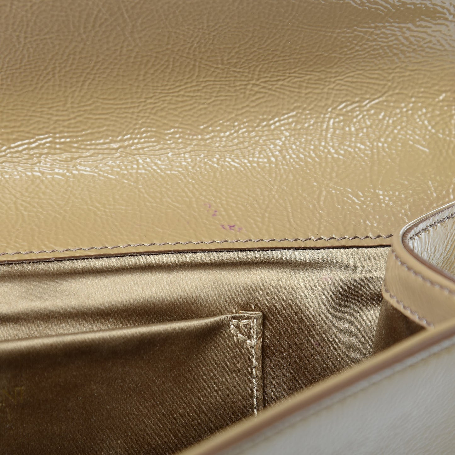 Textured Patent Calfskin Monogram Large Belle De Jour Clutch Beige
