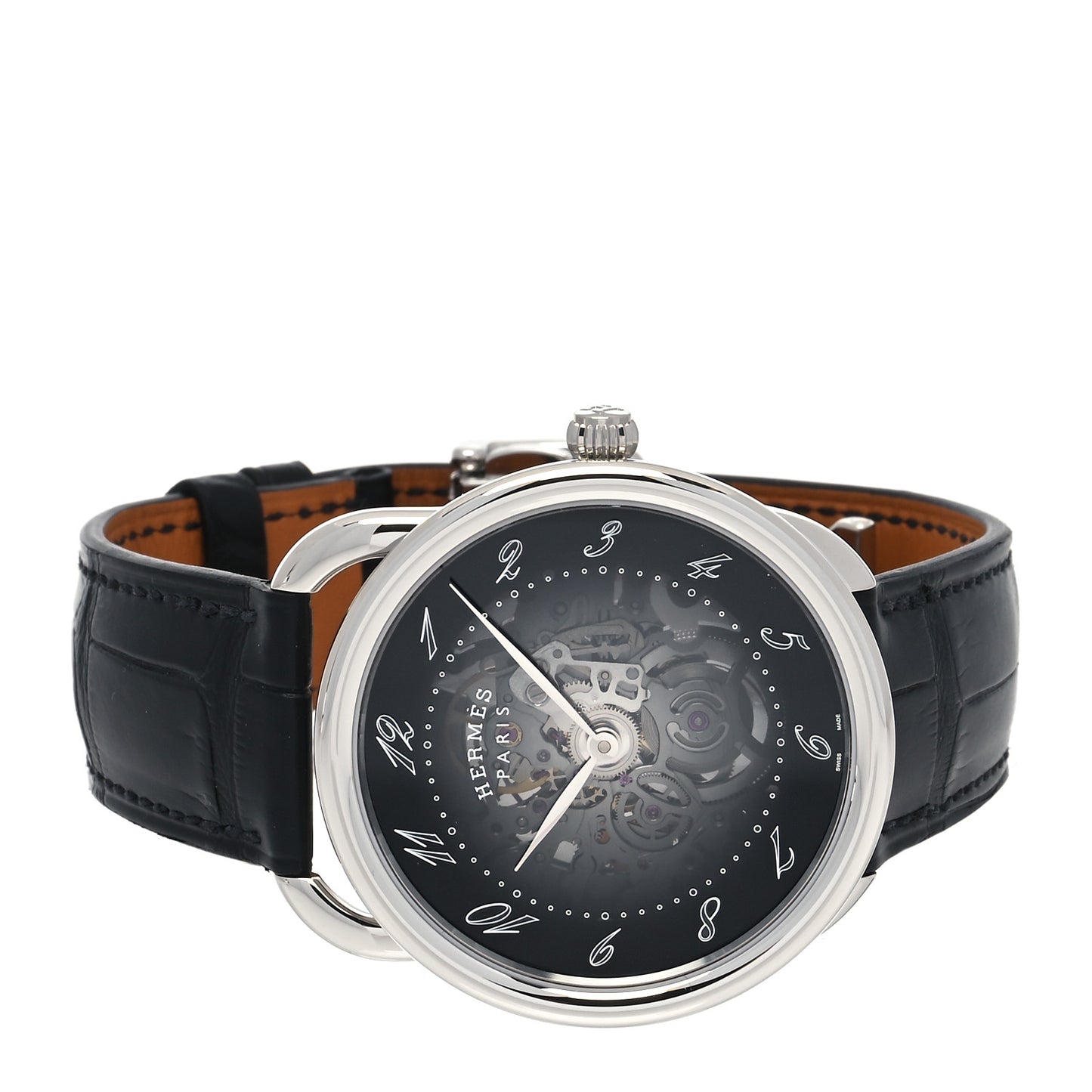 Stainless Steel Alligator 40mm Arceau Squelette Automatic Watch Noir