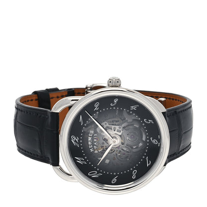 Hermes Stainless Steel Alligator 40mm Arceau Squelette Automatic Watch Noir 2 of 5