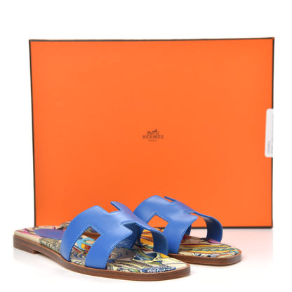Hermes Calfskin Oran Sandals 36.5 Bleu Zanzibar 9 of 9
