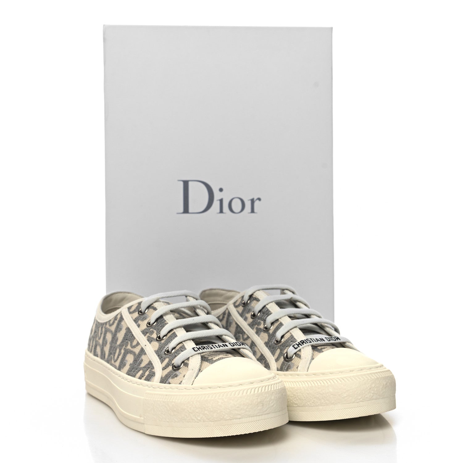 Christian Dior Canvas Oblique Walk'N'Dior Low Top Sneakers 36.5 Stone Grey 9 of 9