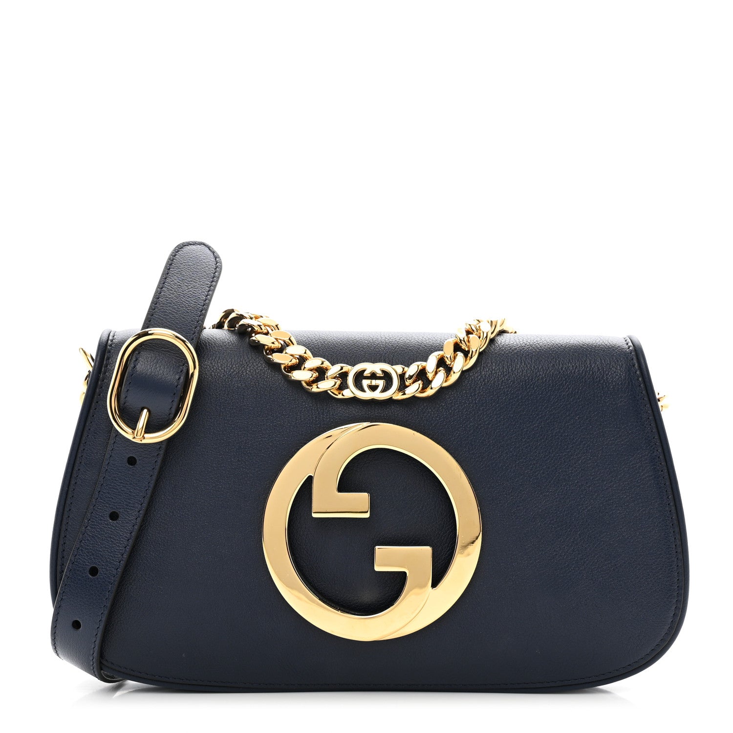 Gucci Roxy Calfskin Blondie Chain Shoulder Flap Bag Blue Agata 1 of 9
