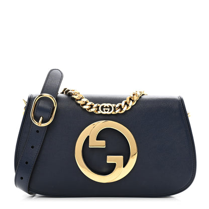 Gucci Roxy Calfskin Blondie Chain Shoulder Flap Bag Blue Agata 1 of 9