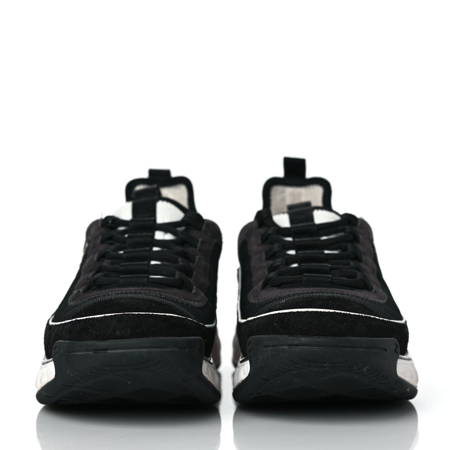 Velvet Calfskin Mixed Fibers CC Sneakers 40.5 Black