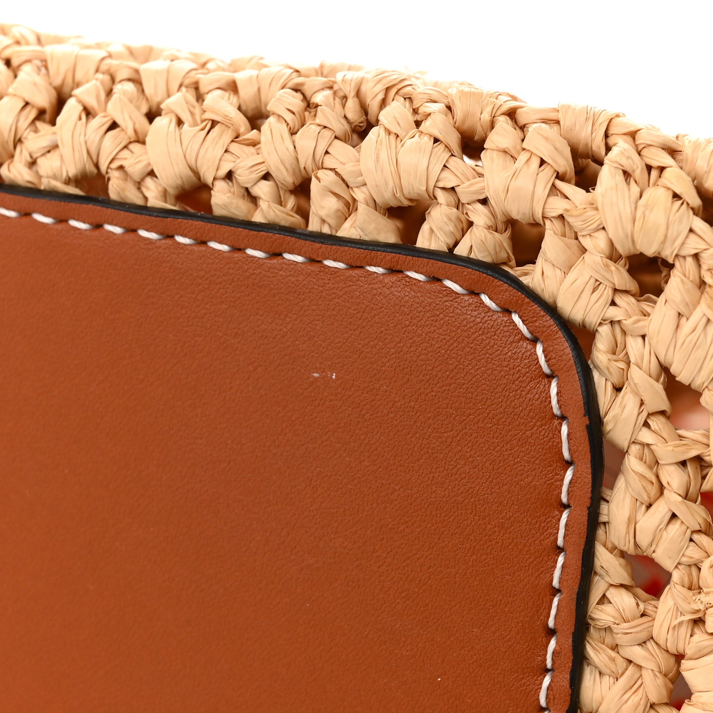 Raffia Calfskin Saint Tropez OnTheGo MM Natural Orange
