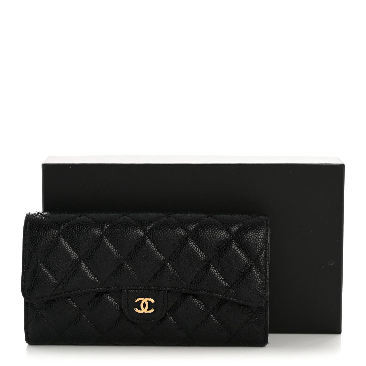 Chanel Caviar Quilted Large Gusset Flap Wallet Black 12 of 12