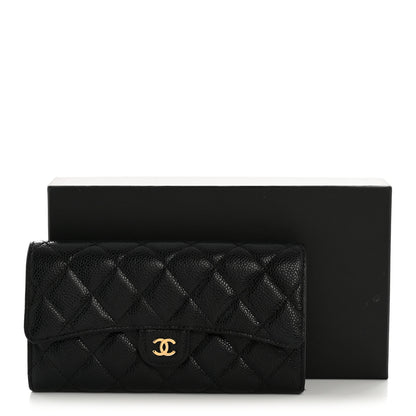 Chanel Caviar Quilted Large Gusset Flap Wallet Black 12 of 12