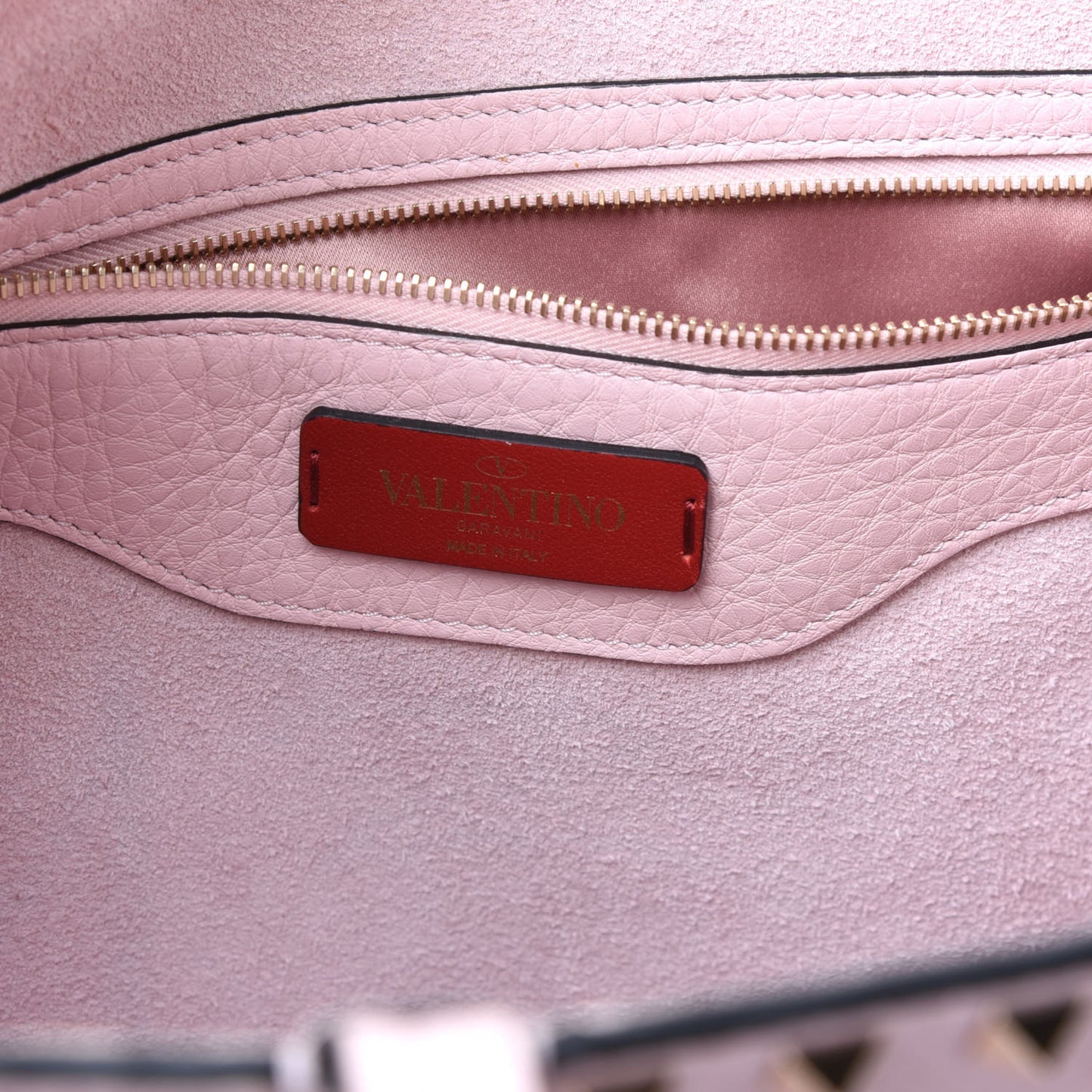 Grained Calfskin Rockstud Shoulder Tote Rose Quartz