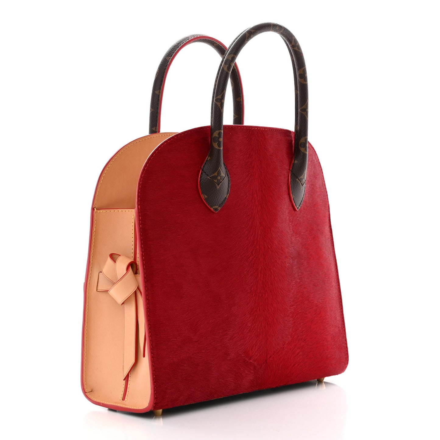 Monogram Calf Hair Spikes Iconoclasts Christian Louboutin Tote Red