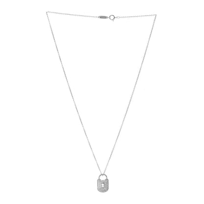 Tiffany Platinum Diamond Small Vintage Lock Pendant Necklace 3 of 7