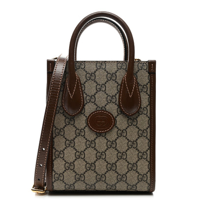 Gucci GG Supreme Monogram Azalea Calfskin Mini Retro Interlocking G Tote Bag Beige Ebony Brown Sugar Beige Ebony Brown Sugar 1 of 10