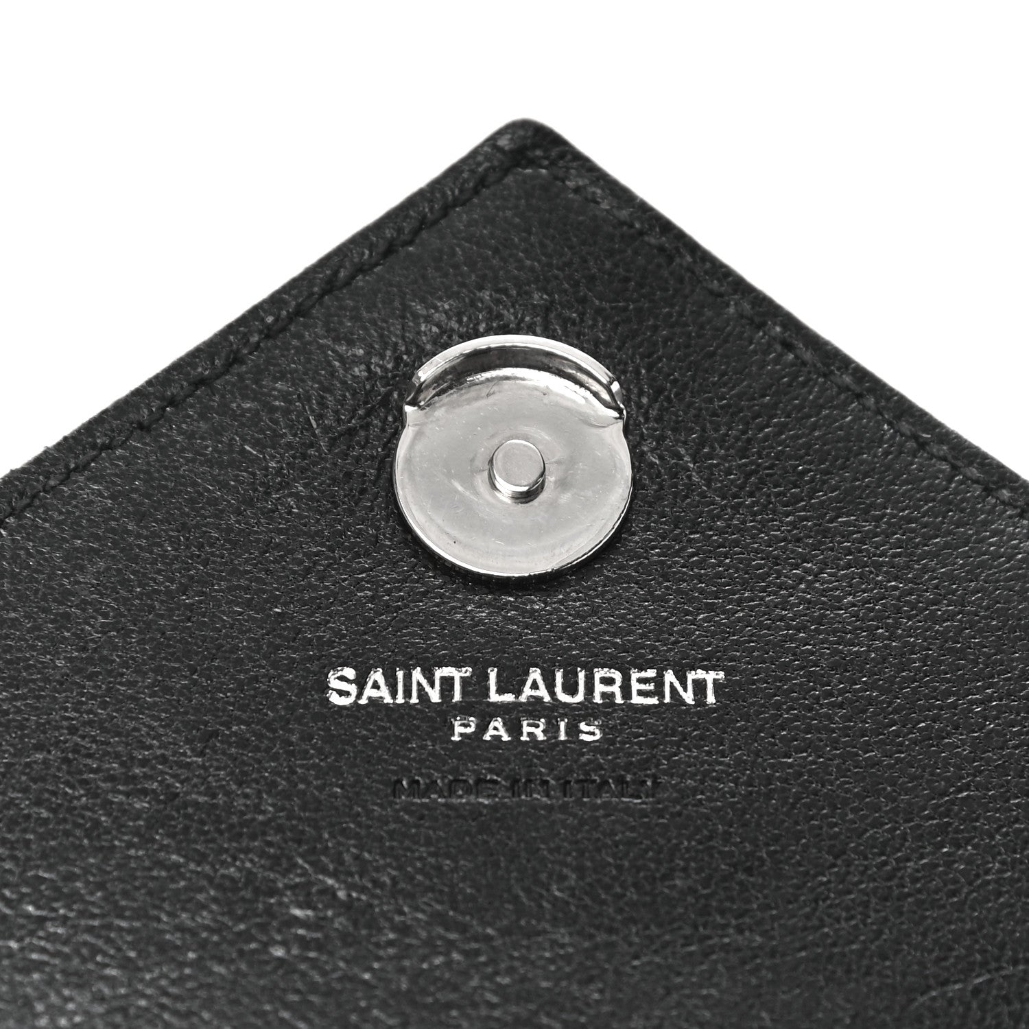 Saint Laurent Sheepskin Matelasse Chevron Monogram College Chain Wallet Black 6 of 9