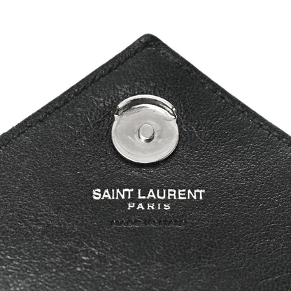 Saint Laurent Sheepskin Matelasse Chevron Monogram College Chain Wallet Black 6 of 9