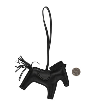 Hermes Milo Lambskin Grigri Rodeo Horse Bag Charm MM So Black 2 of 5