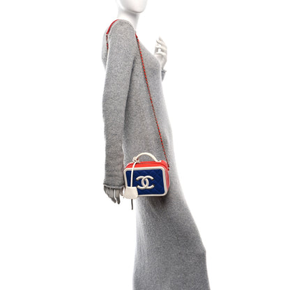 Chanel Caviar Quilted Small CC Filigree Vanity Case Blue White Red 2 of 11