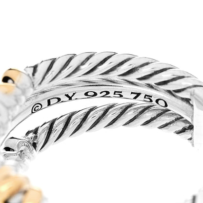 David Yurman Sterling Silver 18K Yellow Gold Diamond Petite Helena Wrap Three Row Ring 56 7.5 4 of 4