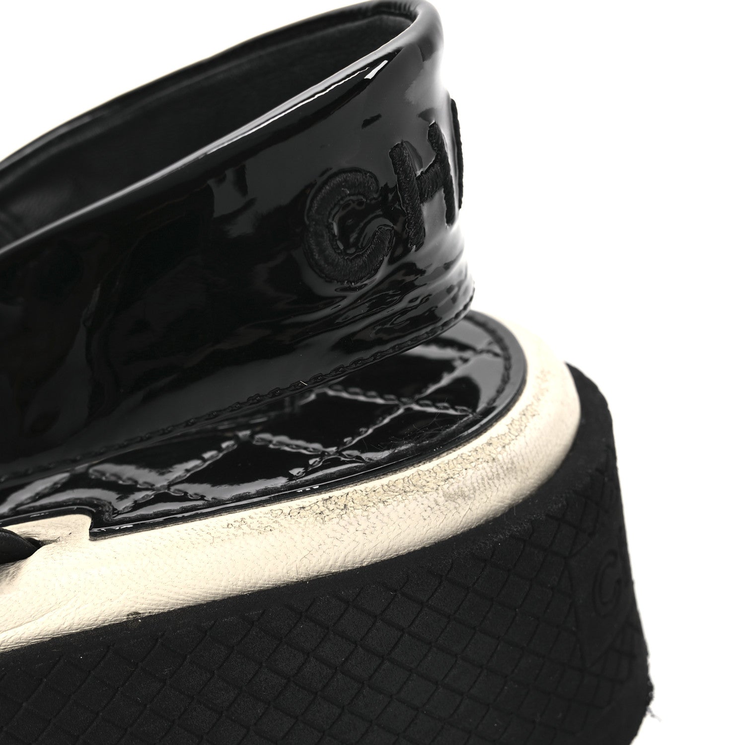 Chanel Lambskin Patent Logo Platform Sandals 39 Black 25 of 30