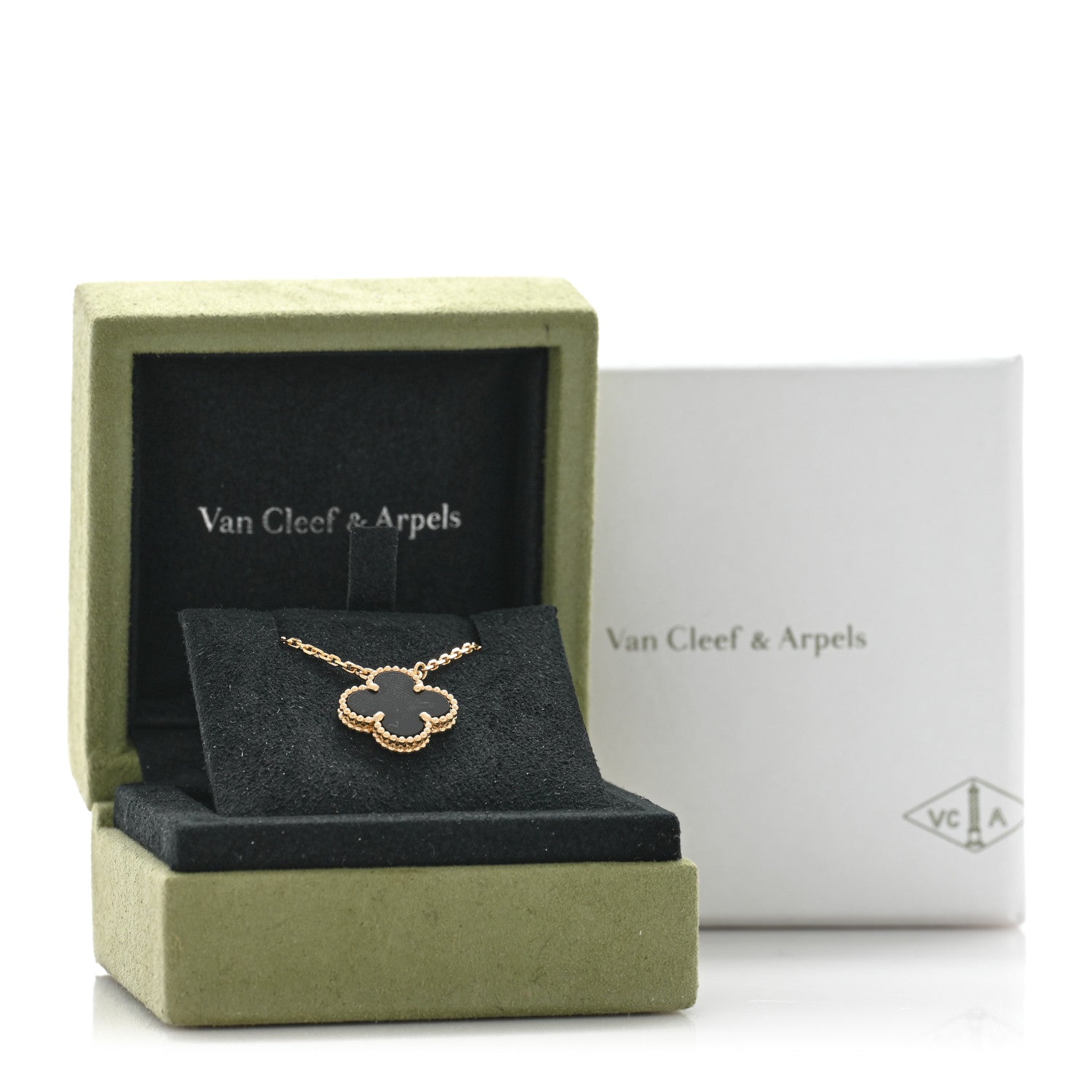 Van Cleef & Arpels 18K Yellow Gold Black Onyx Vintage Alhambra