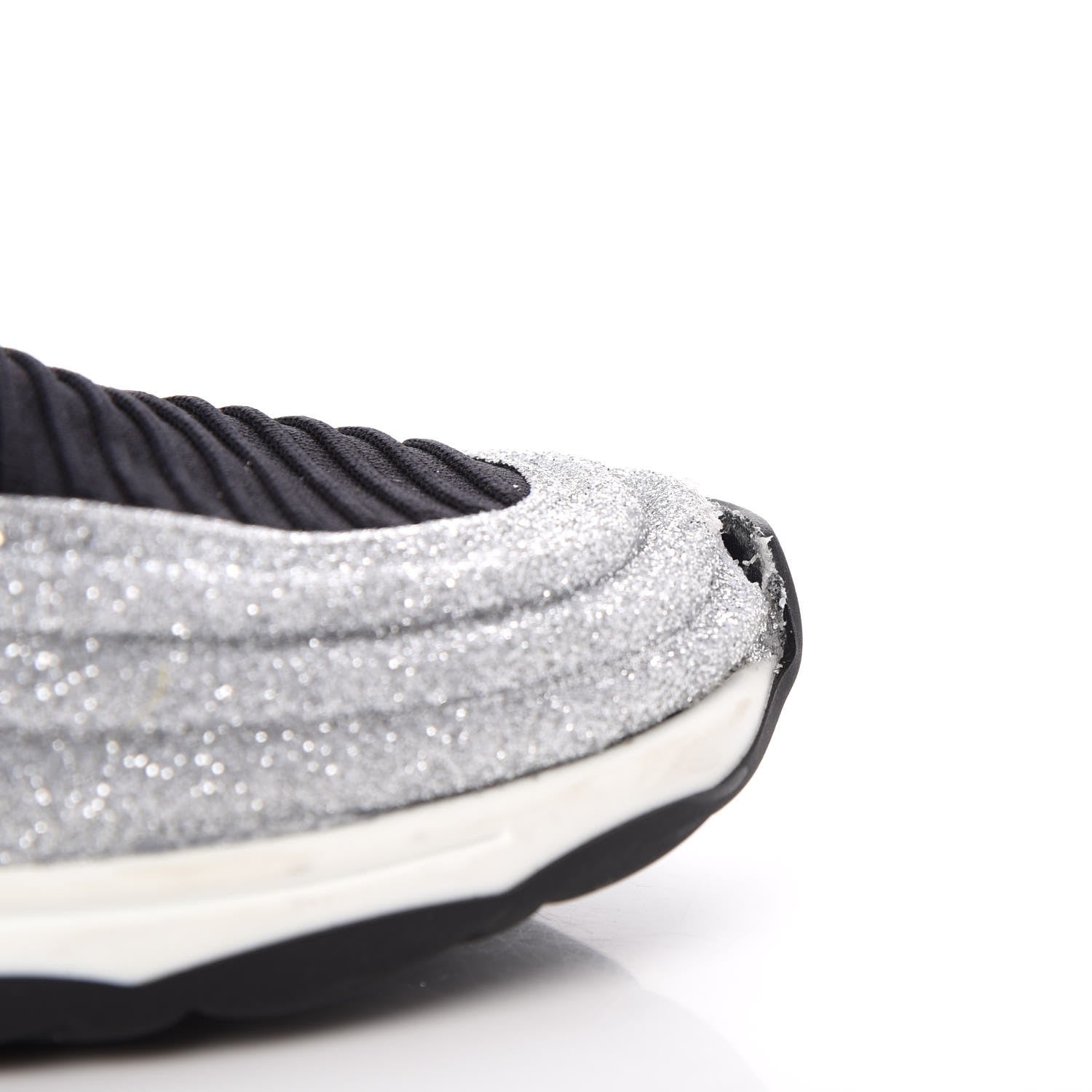 Chanel Glitter Stretch Fabric CC Sneakers 36 Black Silver 10 of 11