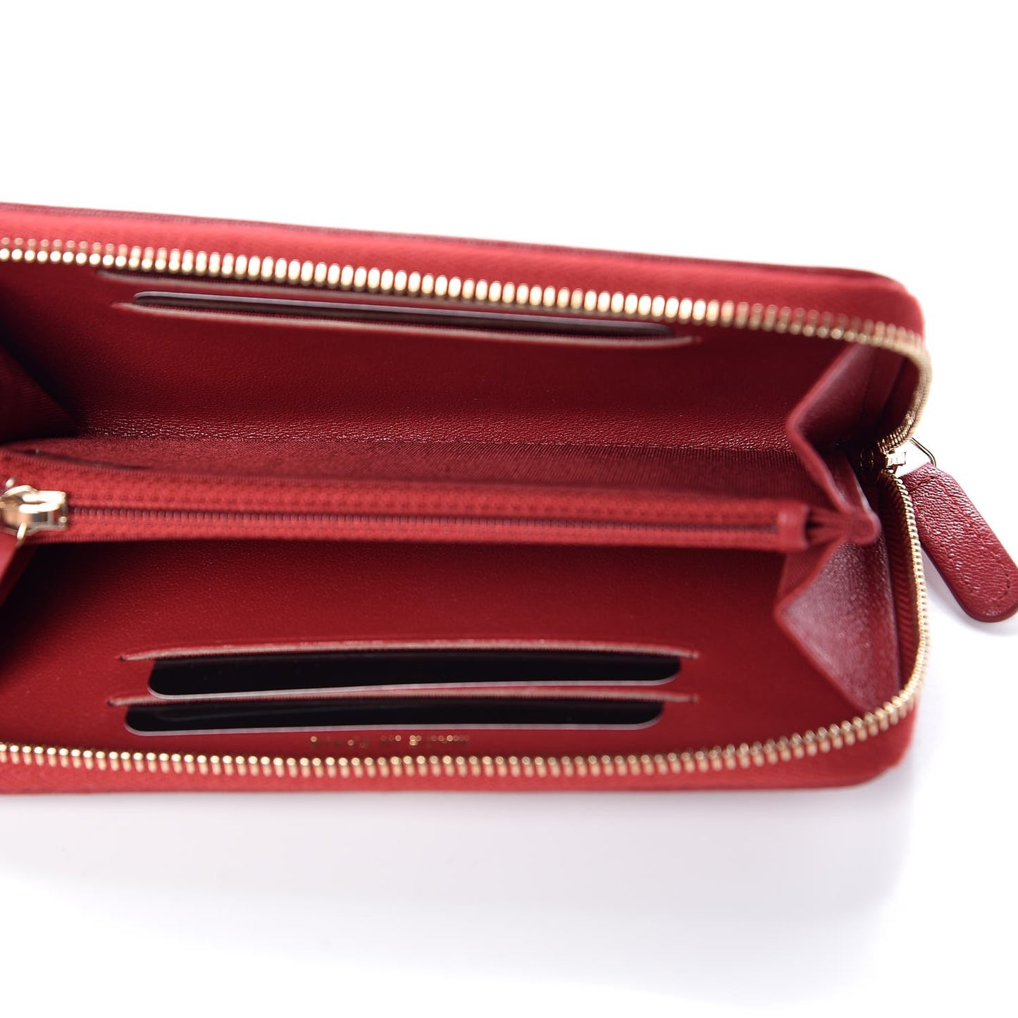 Sheepskin Quilted Mademoiselle Vintage Zip Around Wallet Red