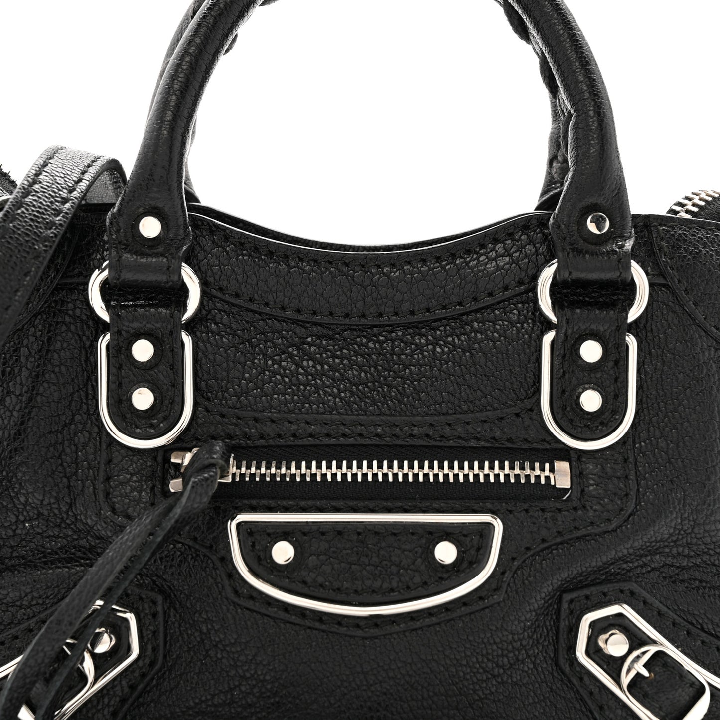Chevre Silver Metallic Edge Hardware Nano City Black