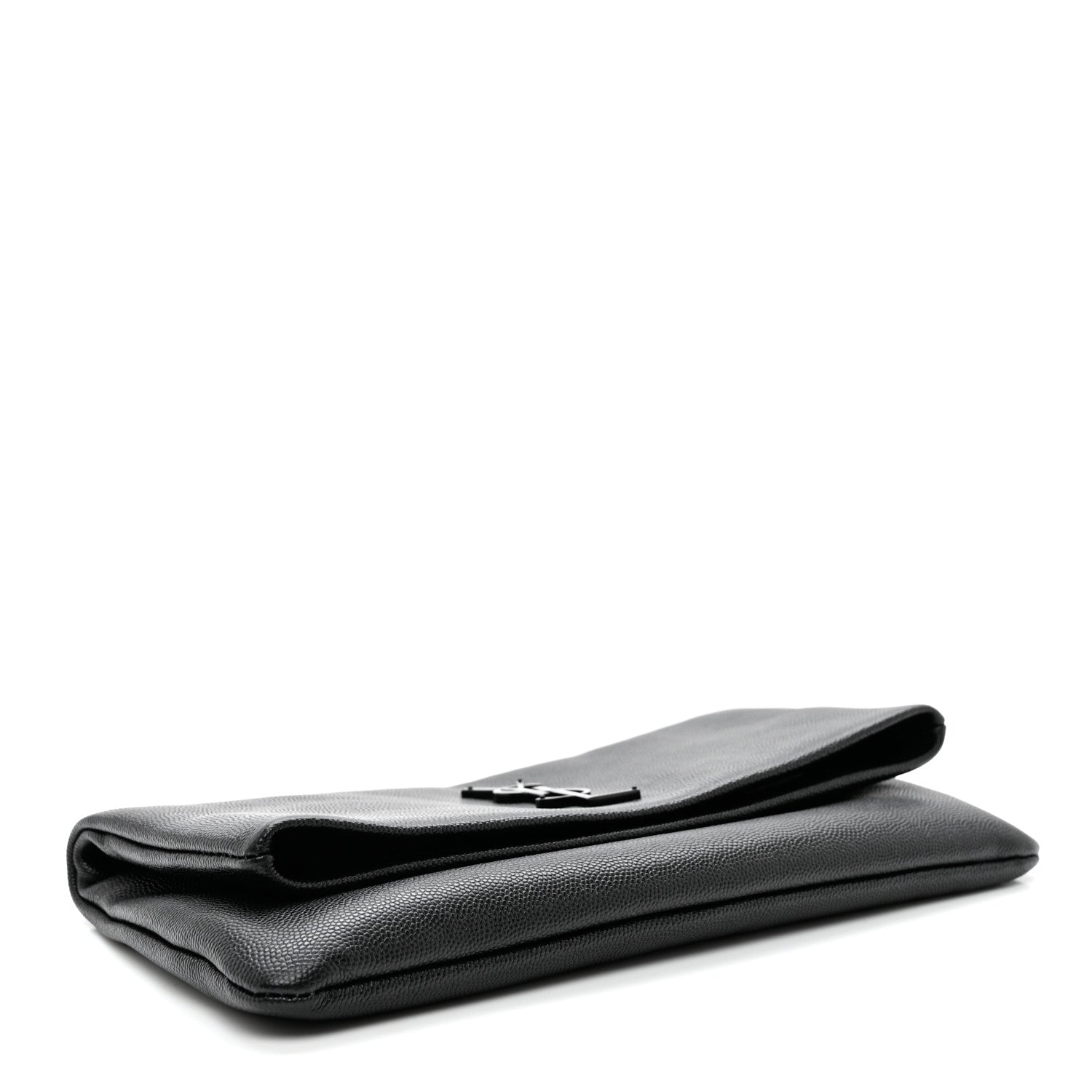 Saint Laurent Grain De Poudre West Hollywood Monogram Fold Over Clutch Black 3 of 5