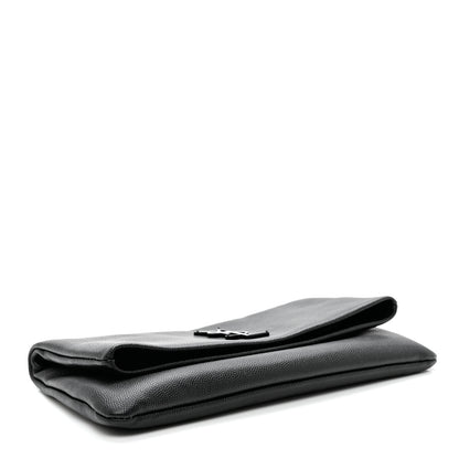 Saint Laurent Grain De Poudre West Hollywood Monogram Fold Over Clutch Black 3 of 5