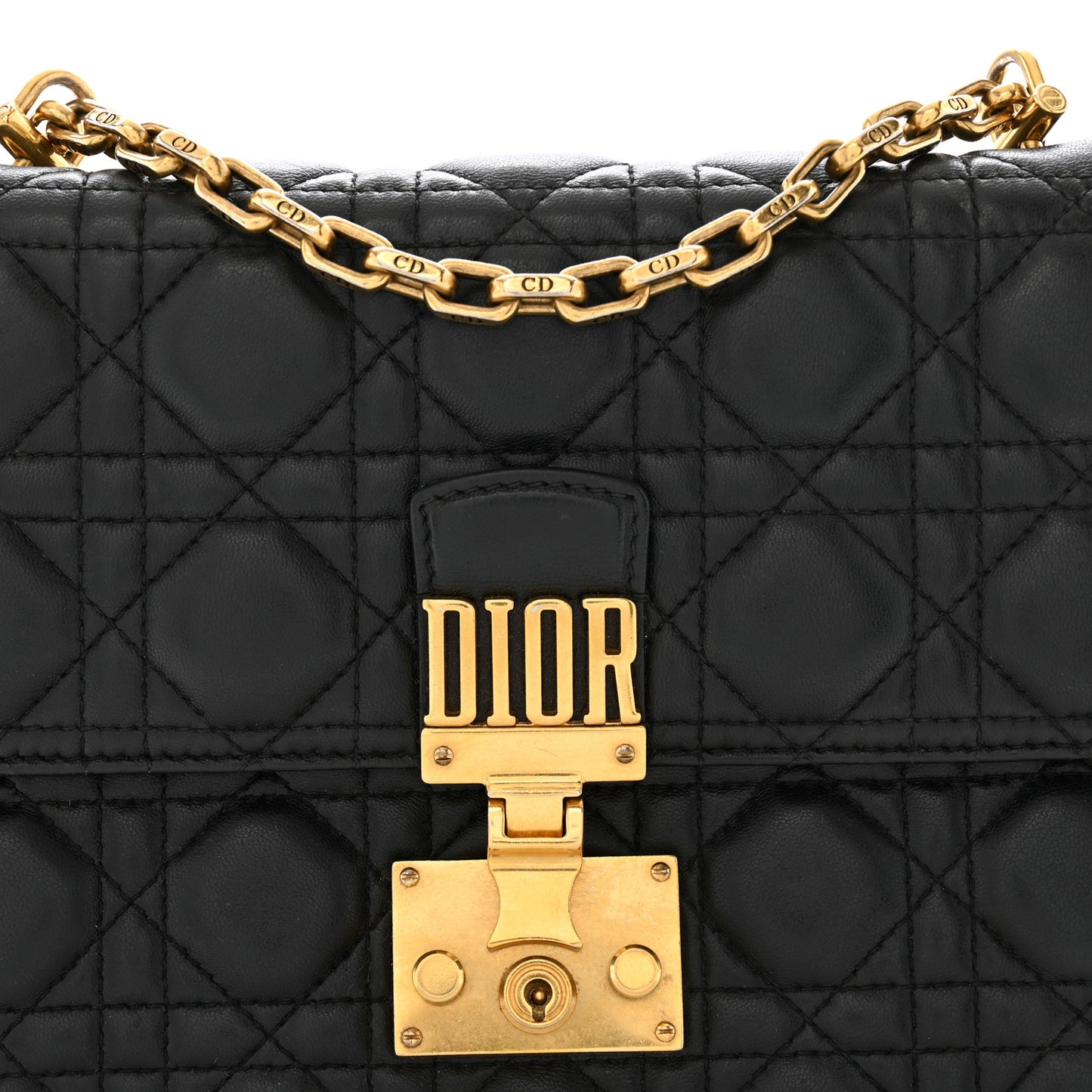 Lambskin Cannage Large Dioraddict Flap Bag Black