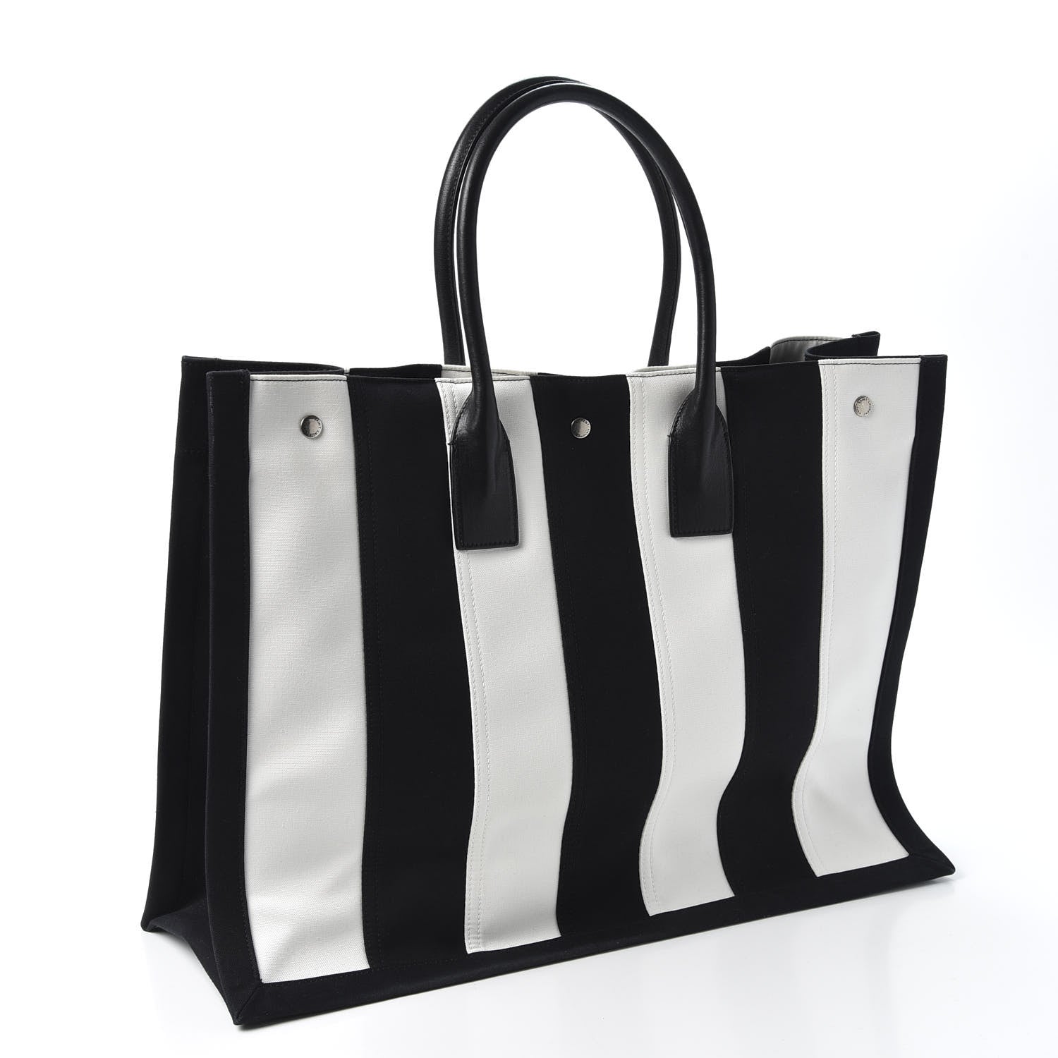 Saint Laurent Canvas Noe Striped Tote Black White 2 of 8