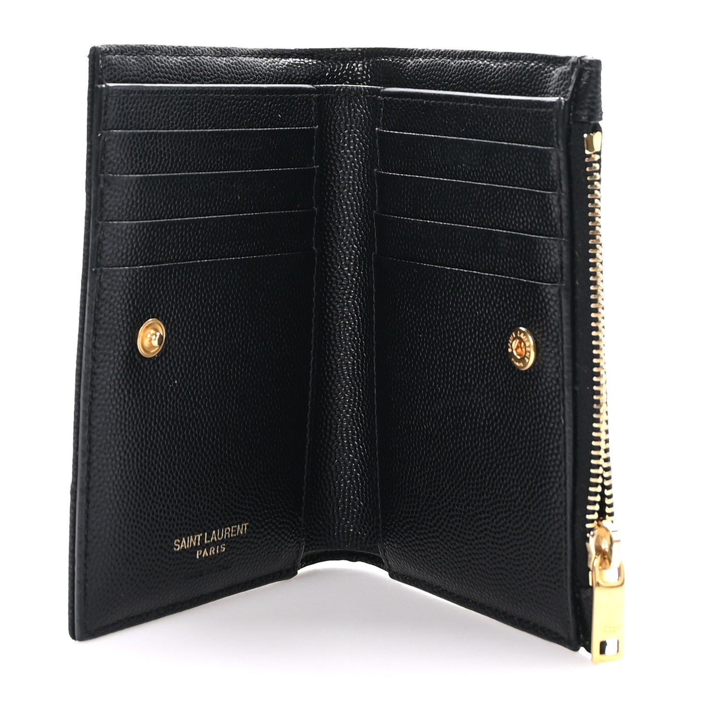 Grain De Poudre Matelasse Chevron Monogram Zipped Two-Part Wallet Black