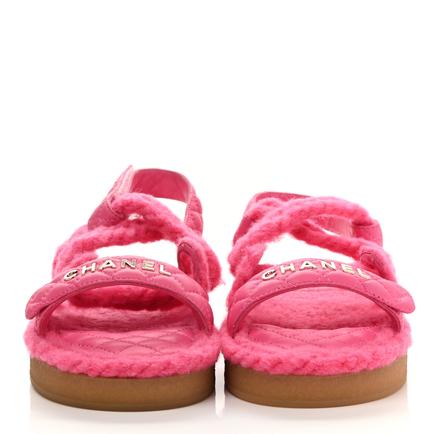 Chanel Cord Lambskin Quilted Logo Sandals 38 Pink 2 of 10