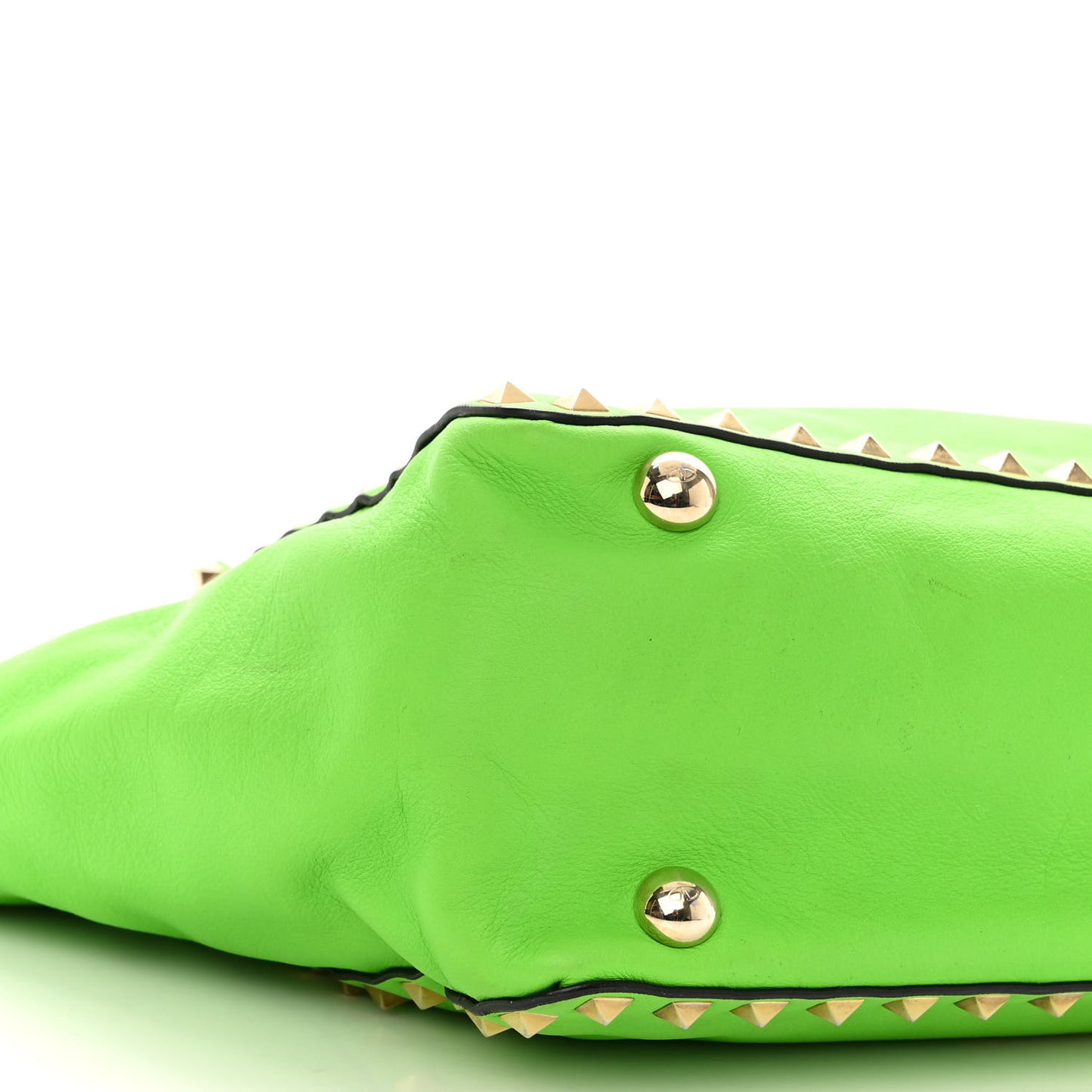 Vitello Small Rockstud Tote Green Fluo