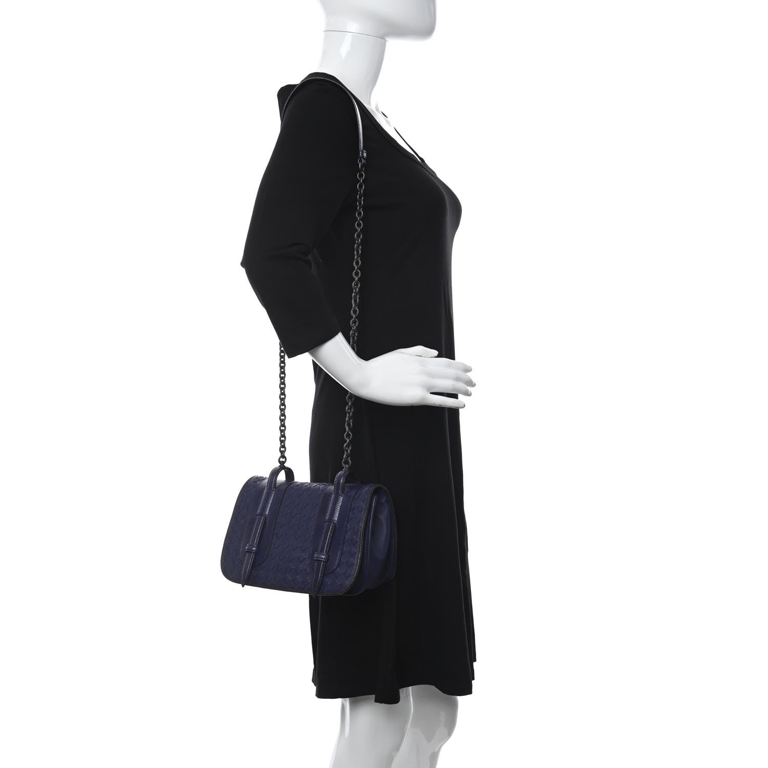 Bottega Veneta Nappa Intrecciato Snakeskin Chain Crossbody Atlantic 2 of 10