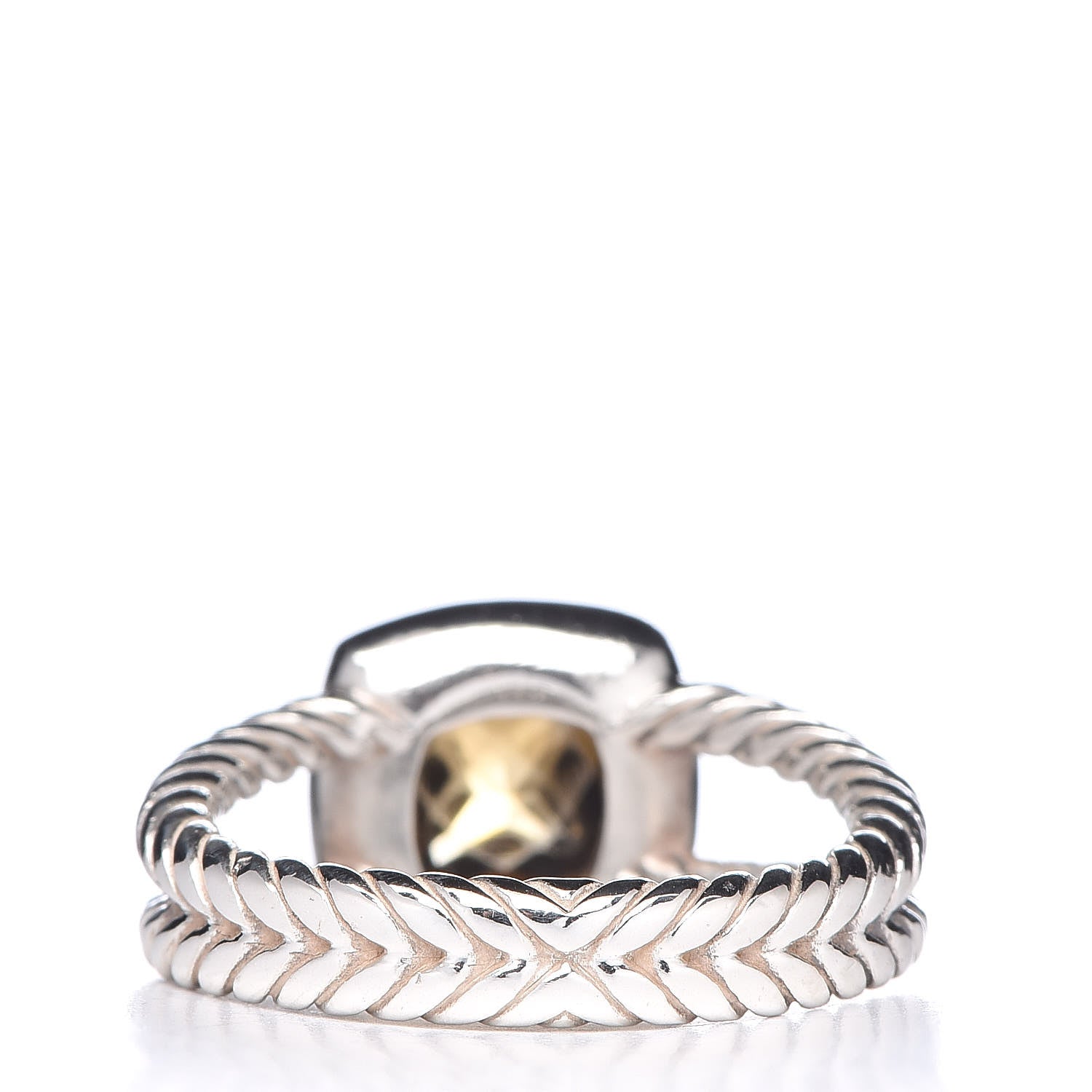 David Yurman Sterling Silver Diamond Citrine 7mm Petite Albion Ring 54 6.75 4 of 5