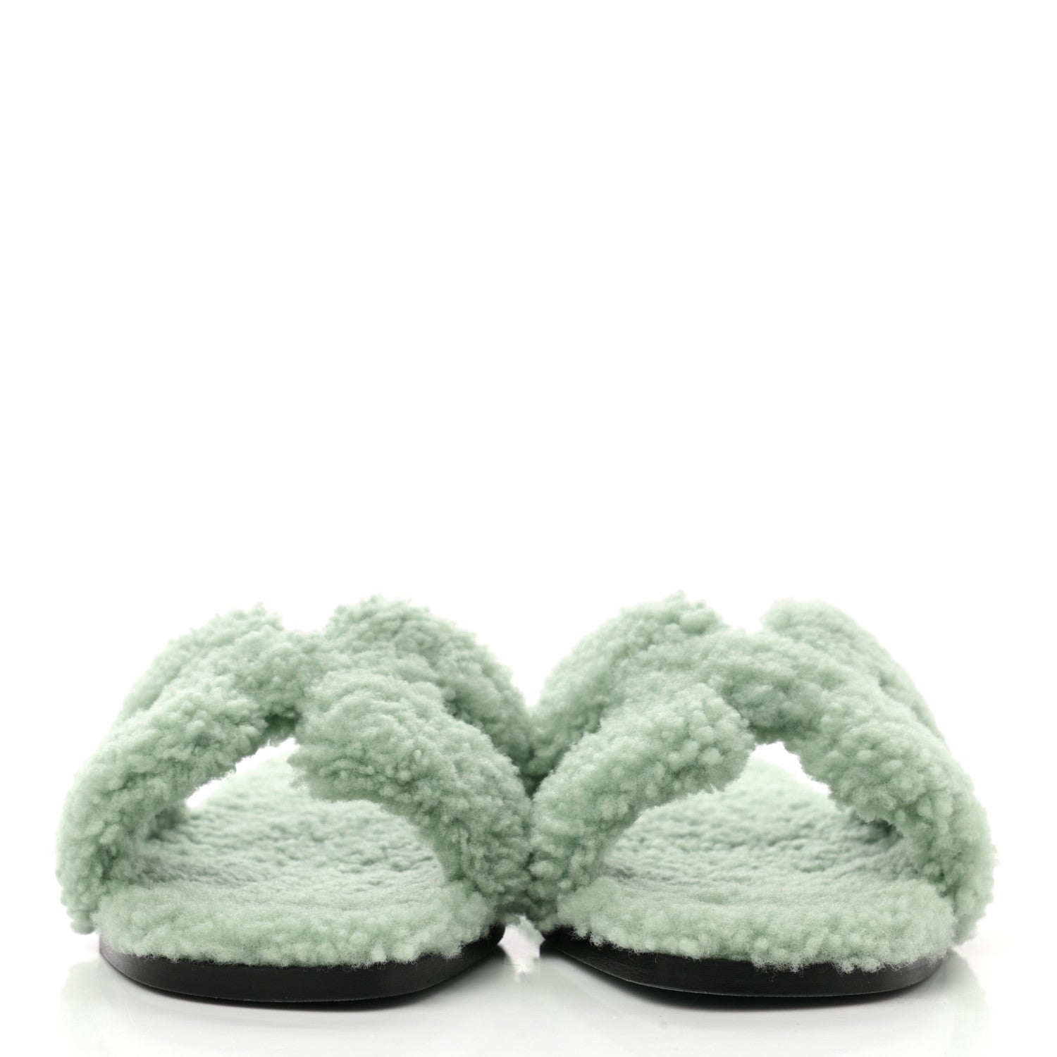 Hermes Woolskin Oran Sandals 36 Vert D'Eau 2 of 8