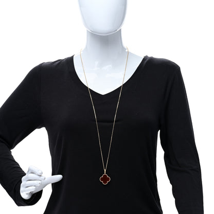 Van Cleef & Arpels 18K Yellow Gold Carnelian Magic Alhambra Long Necklace 3 of 5