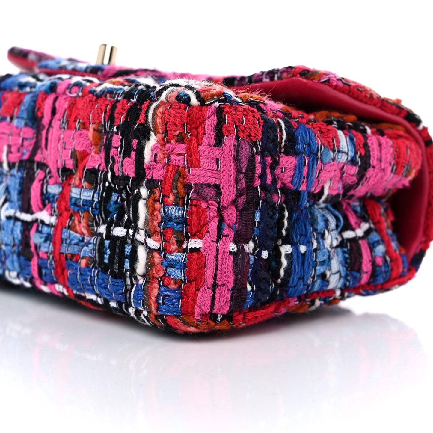 Tweed Quilted Mini Rectangular Flap Red Pink Black