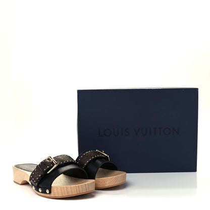 Louis Vuitton Calfskin Monogram Cottage Mules 37 Black 11 of 11