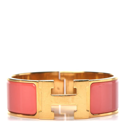 Hermes Enamel Wide Clic Clac H Bracelet PM Rouge Corail 1 of 5
