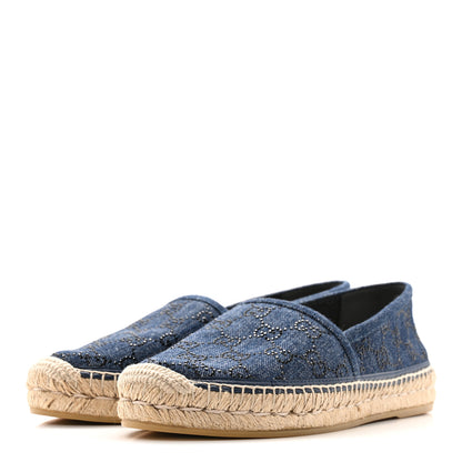 Gucci Denim Crystal GG Monogram Espadrilles 39 Blue 4 of 12
