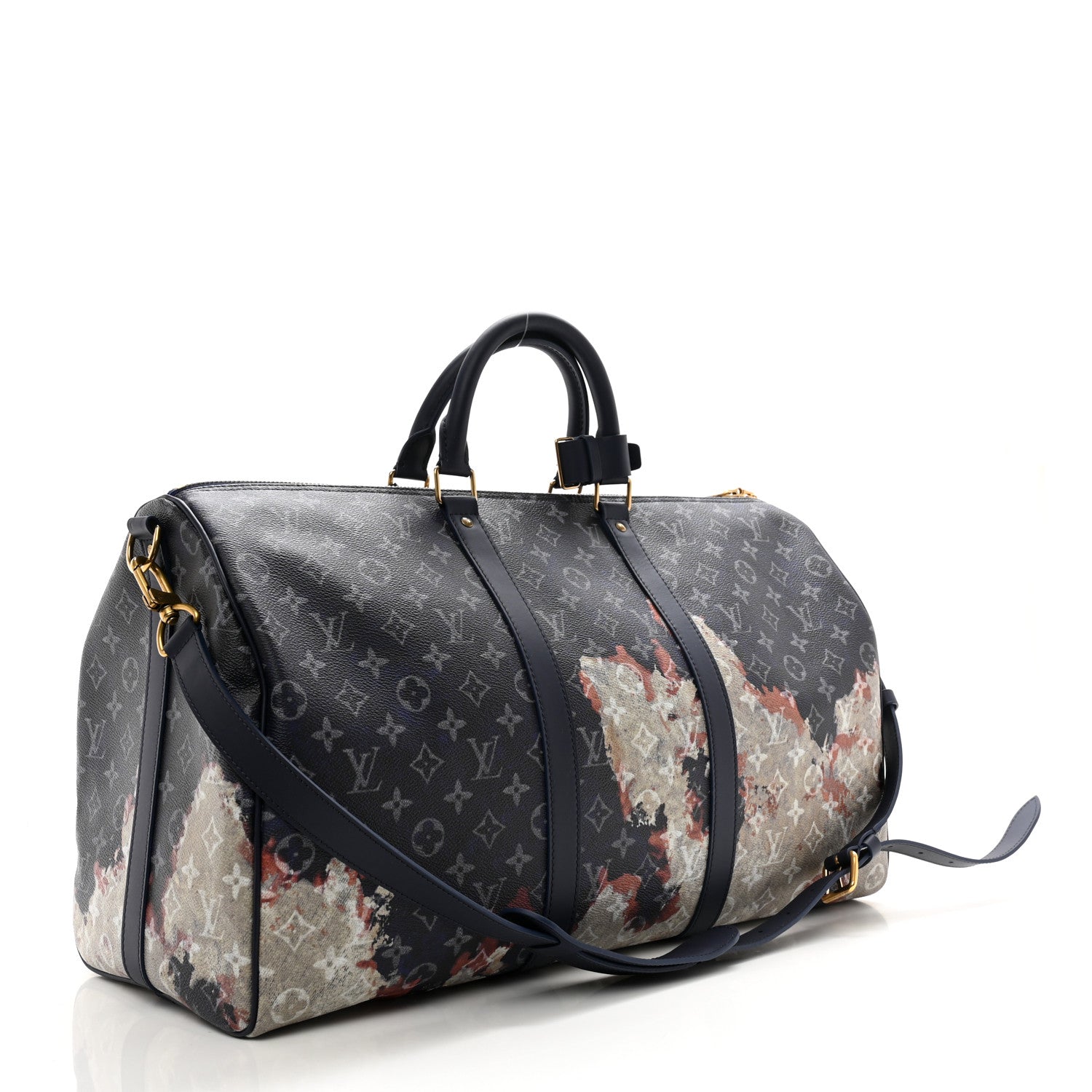 Louis Vuitton Monogram Bleach Keepall Bandouliere 50 Ink Blue 2 of 9